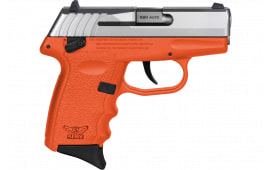 SCCY Industries CPX-4TTOR CPX-4 10+1 2.96" Orange Polymer Serrated SS Slide Finger Grooved Orange Polymer Grip
