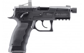 B&T Firearms 510001 MKII DA/SA 17+1 4.30" Threaded, Black, Picatinny Rail Frame, Shield RMS Cut Slide, Rubber Grip