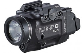 Streamlight 69437 TLR-8 Sub w/Laser Green Laser 500 Lumens 640-660nM Wavelength, Black 141 Meters Beam Distance, Fits Sig P365/P365XL Handgun Rail Clamp Mount