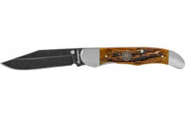 Remington 15647 Backwoods Folding Stonewashed Carbon Steel Blade Coffee Brown w/Remington Medallion Bone Handle