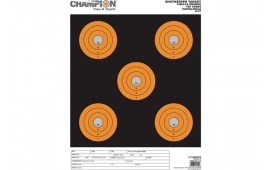 Champion Targets 45555 Shotkeeper 5" Bullseye Paper 100 yds Pistol/Rifle Large Black/Orange 12 PK