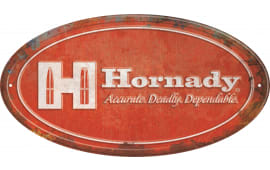 Hornady 99144 Oval Sign Red/White Aluminum 12" x 18"
