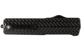 Templar Knife Premium LW LAHBG52 Large OTF Knife, 3.55" Part Serrated Tanto Black Oxide D2 Blade, 5.25" Black Herringbone Aluminum Handle.