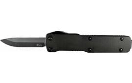 Templar Knife CABR321 Premium Lightweight Micro 1.85" OTF Drop Point Plain Black Oxide Stonewashed Powdered D2 Steel Blade/3.50" Black Rubber/Aluminum Handle Features California Legal