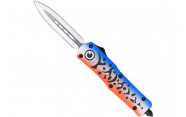 CobraTec Knives MFLBLUFS3DAGNS FS-3 Blue Lure Medium 3" OTF Dagger Plain D2 Steel Blade 4.50" Blue Fishing Lure Aluminum Cerakoted Handle Includes Glass Breaker/Pocket Clip