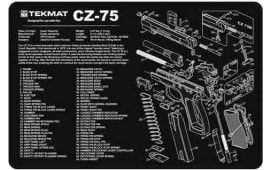 TekMat TEKR17CZ75 Black/White Rubber 17" Long 11" x 17" CZ-75 Parts Diagram Illustration