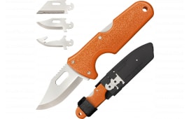 Cold Steel CS-40AL Click-N-Cut Hunter 2.50" Fixed Bowie/Gut Hook/Plain/Serrated Satin 420J2 SS Blade/Orange ABS Handle