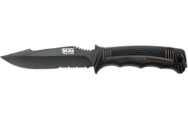 S.O.G SOGSS1003CP Seal Strike 4.90" Fixed Clip Point Part Serrated AUS-8A SS Blade Black Textured Green/SS Handle Includes Belt Clip/Sheath