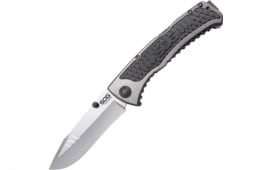 S.O.G SOG-SW1011-C Sideswipe 3.40" Folding Clip Point Plain Bead Blasted 7Cr15MoV SS Blade Gray Anodized Aluminum/G10 Handle Includes Belt Clip