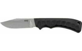 S.O.G SOG-ACE1001- Ace 3.80" Fixed Clip Point Plain Stonewashed 7Cr17MoV SS Blade Black TPR Handle Includes Sheath
