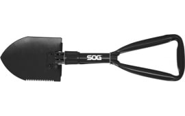 S.O.G SOG-F08-N Entrenching Tool Folding Shovel Plain/Serrated Blade Black Powder Coated High Carbon Steel Handle 18.25" Long Includes Sheath