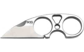 S.O.G SOG-JB01K-CP Snarl 2.30" Fixed Plain Sheepsfoot Satin 9Cr18MoV SS Blade/ Silver Stainless Steel Handle
