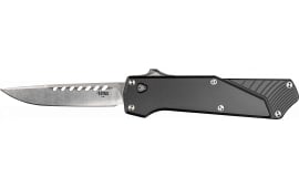 Southern Grind SG12030020 Arachnid 3.20" OTF Drop Point Plain Satin PVD Coated S35VN SS Blade Black Aluminum Handle Features Blood Groove on Blade Includes Pocket Clip