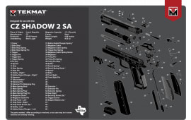 TekMat TEKR17CZSHDW2 Black/White Rubber 17" Long 11" x 17" CZ-75 Shadow 2 SA Diagram Illustration
