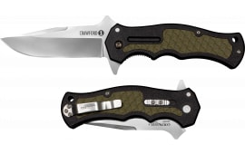 Cold Steel CS20MWCZ Crawford 1 3.50" Folding Plain Clip Point 4034 Stainless Steel Blade Black w/OD Green Traction Inlays Green Handle Blister Pack Packaging