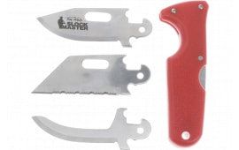 Cold Steel CS40ATZ Click-N-Cut Slock Master 2.50" Fixed Caping/Clip/Utility Plain/Serrated Satin 420J2 SS Blade Red Textured ABS Handle Includes Sheath