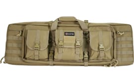 GPS Bags GPSDRC36FDE Double 36" Flat Dark Earth 600D Polyester with 2 Padded Pistol Sleeves, Molle Webbing & Lockable Zippers