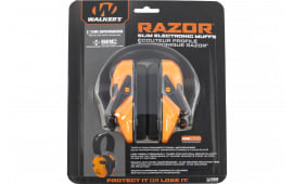 Walker's Razor Slim Electronic Muff Polymer 23 dB Over the Head Blaze Orange Ear Cups with Black Headband Adult