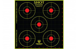 Triumph Systems 090020002 Shot Seeker Reactive Target 4" Bullseye Paper Hanging Pistol/Rifle 12" x 12" Black/Red/Yellow 10 Pk.