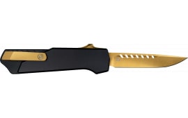 Southern Grind SG12031020 Arachnid 3.20" OTF Drop Point Plain Bronze PVD Coated S35VN SS Blade Black Aluminum Handle Features Blood Groove on Blade Includes Pocket Clip