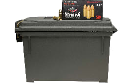 Sterling - 9mm Luger  FMJ Ammunition,115 Grain, Brass Case, Boxer Primed, Non Corrosive, Reloadable - 500 Rounds In A Reusable Ammo Can - STER9-500
