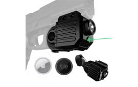 GunTag GT-9 Flashlight/Laser Combo, Air Tag Tracking Device, 350 Lumen Weapon Light, Green Laser, 6 Programmable Modes, ShockProof, Aluminum, Black   