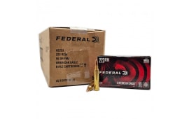 Federal American Eagle .223 55 Grain FMJ, Brass,  Reloadable - 500 Round Case (25 x 20rd Boxes) - AE223C