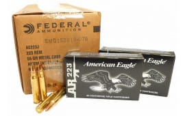 Federal - AE223JX - .223 Remington - 55 Grain - FMJ Boat Tail - Brass Cased - Boxer Primed - Non-Corrosive - Reloadable - 500 Round Case
