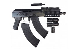 Pioneer Arms Polish Hellpuppy Compact AK-47 Pistol - 7" Barrel, Quad Picatinny Rail, Semi-Auto, 7.62x39,  2-30rd Magazines, Comes with Free Rear Sight Replacement Picatinny Rail For Optics, Factory New