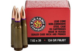 Red Army Standard 7.62x39 124 GR FMJ Ammo, Non-Corrosive - 1000rd Case