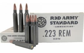 Red Army Standard - Case, .223 Remington , 55 Grain, Laquer Coated Steel Case, Non-Corrosive FMJ, 1000 Rounds. Made In Russia. MFG # AM3089