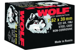 Wolf Performance 7.62x39 122 GR Ammo, FMJ Non-Corrosive - 1000 Round Case
