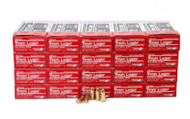 Aguila 9mm Case Luger Ammo 115 GR Full Metal Jacket, Brass, Boxer, Reloadable - 1E097704 1000 Round Case