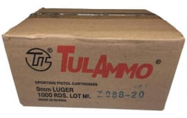 TULAMMO - Tula Ammunition TA9-1000 9mm Luger Handgun Ammo, 115 GR, FMJ, Bi-Metal, Non-Corrosive, Polymer-Coated Steel Cases - 1000 Round Case