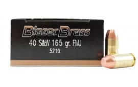 CCI Blazer Brass Case, 40 S&W 165 GR, FMJ, Brass, Boxer, Reloadable,  CCI# 5210 - 1000 Round Case