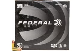 Federal Black Pack 9mm Luger 115 GR Full-Metal Jacket Round Nose 250rd Box