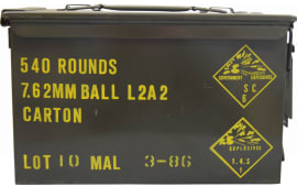 Malaysian 7.62 NATO/.308 147 GR FMJ Ball Ammo - 540rd Can