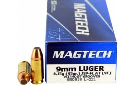 MagTech 9F, Case, 9mm Luger 95 GR Jacketed Soft Point, Flat Nose, Brass Boxer, Reloadable - 1000 Round Case