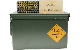 OMPC New Production 9MM Handgun Ammo, Nato Spec,115 GR FMJ, Brass Case, Boxer, Reloadable, N/C  - 1000 Round Ammo Can