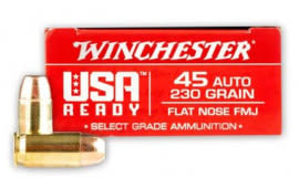 Winchester Ammo RED45 USA Ready 45 ACP 230 gr Full Metal Jacket Flat Nose (FMJFN) - 50rd Box