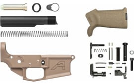 Aero Precision M4E1 Stripped Lower in Cerakote FDE, Enhanced Carbine Buffer Kit, MOE Lower Parts Kit Minus FCG Bundle - APSL100319