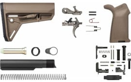 Aero Precision AR15 Carbine Lower Build Kit w/ Enhanced Buffer Kit, Magpul SL Stock, MOE Lower Parts Kit, Schmid Nickel Boron Trigger - FDE - APSL100325