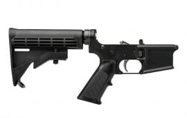 Aero Precision AR15 Carbine Complete Lower with 2-Stage Nickel Boron Trigger, A2 Grip & M4 Stock - Anodized Black - APSL100402