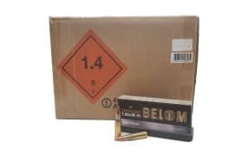 Belom 7.62x39 Ammunition - Brass Cased, Boxer Primed, Reloadable, Non-Corrosive, 123 Grain Lead Core Full Metal Jacket, 480 Round Case 