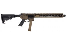 Brigade Manufacturing BRF-15 Rifle Forged Receiver 9mm, 1-33rd magazine 16" Barrel Midnight Burnt Bronze Adjustable Stock 15" Rail Mini Can - A0911663