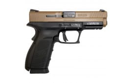 Buffalo Cartridge Co. 9MM Semi-Auto Pistol, BRG9 Elite 4" BBl, Grip Safety, Trigger Safety, Ambi Mag Release, 2-16 Rd Mags, Duo-Tone - Black/FDE