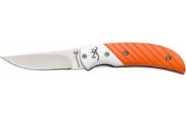 Browning 3220342 Prism 3  2.88" Folding Clip Point Plain 7Cr17MoV SS Blade/ Orange Anodized Aluminum Handle Includes Pocket Clip