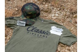 NEW!! Classic Firearms Merch Bundle -  Military Green T-Shirt, Camo Hat, Patch and Sticker INCLUDED - LIMITED TIME OFFER