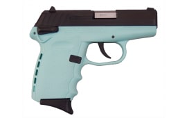 SCCY CPX-1 CBSB 9mm Polymer Frame Pistol, w/ Safety, Blued Steel Slide on Aqua Blue, DAO 10+1 w/ 2 Mags 