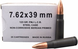Wolf 7.62x39 White Box Ammo, FMJ Non Corrosive - 1000rd Case 